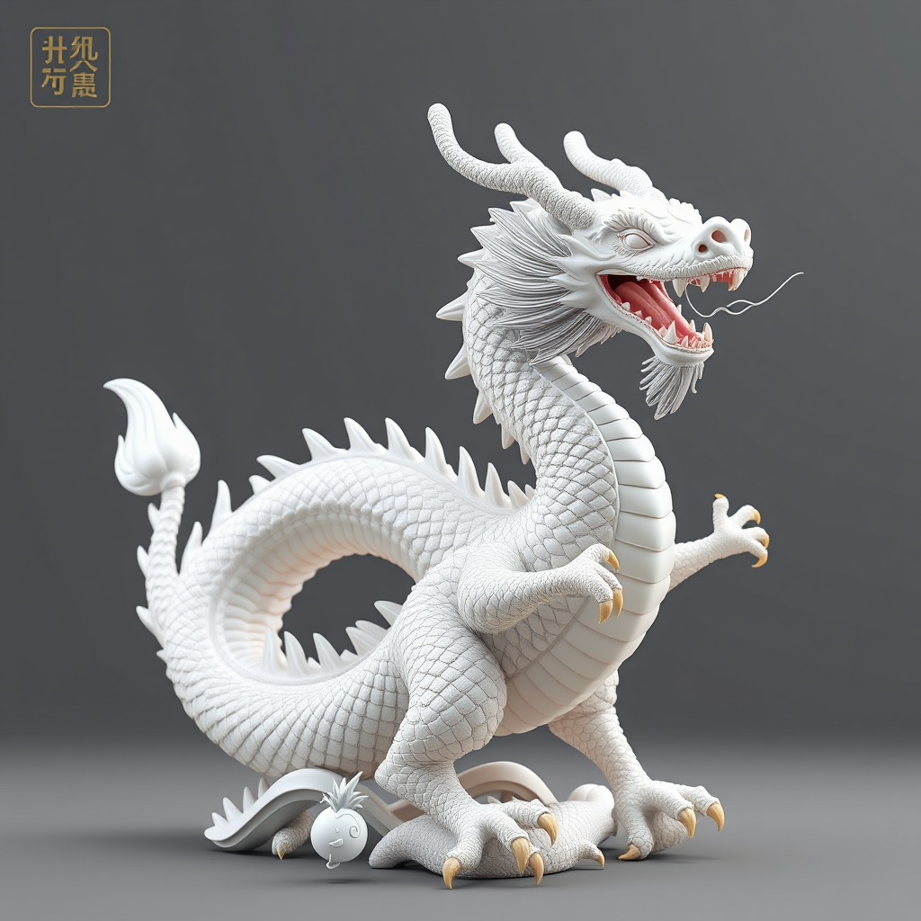 The Majestic White Asian Dragon in 3D