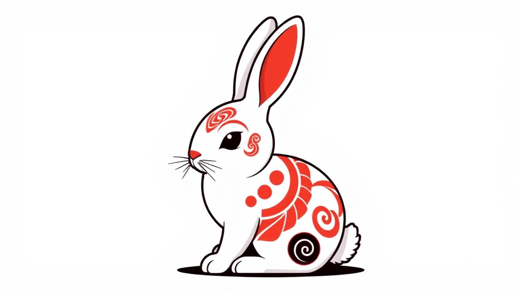 The Maori-designed Easter Bunny on White Background