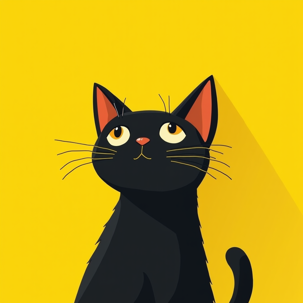 The Minimalistic, Matisse-style Black Kitten Art