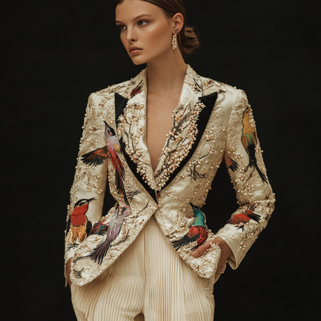 The Model in Japanese Art Style Lace Blazer