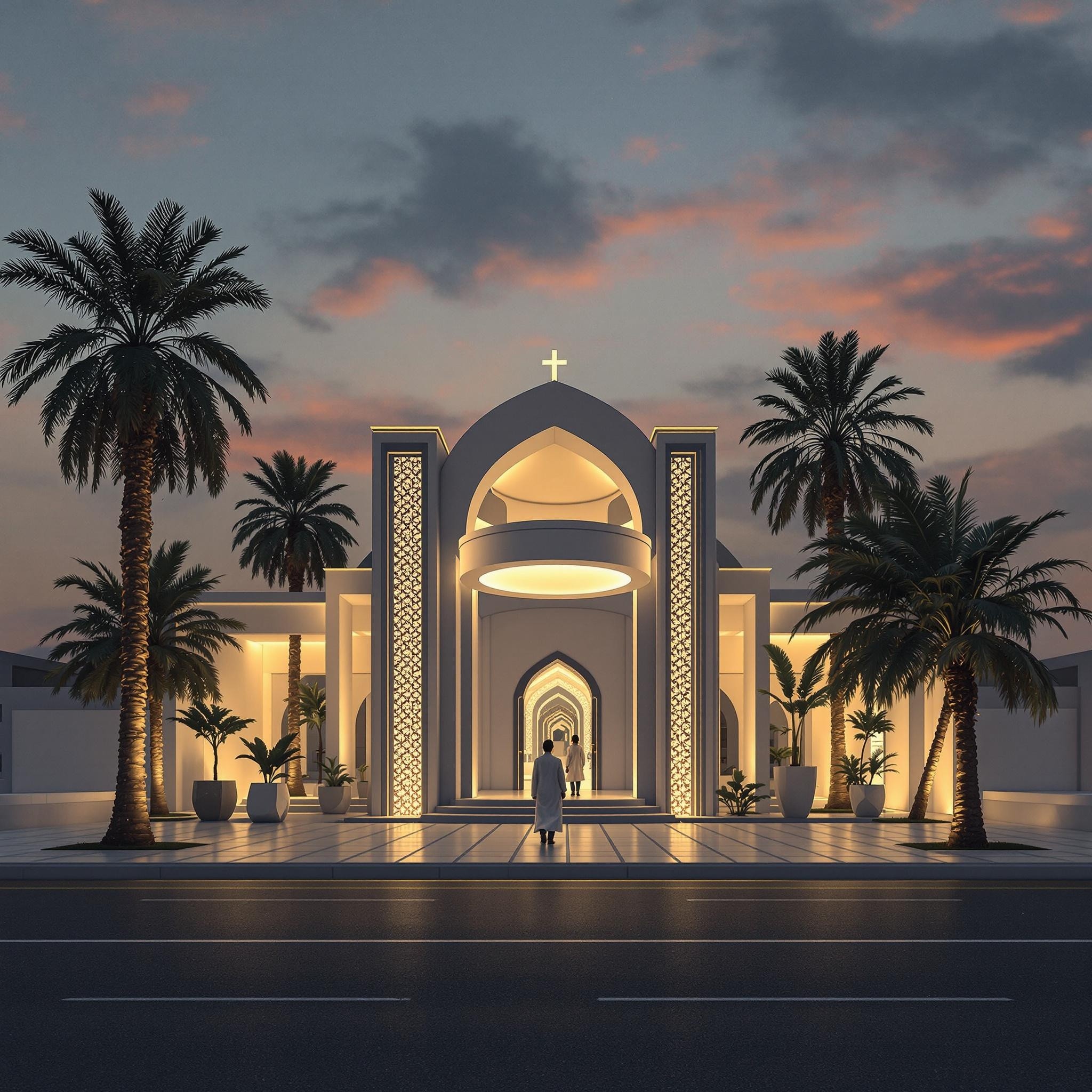 The Modern Arabian Holy Place with Coconut Tree