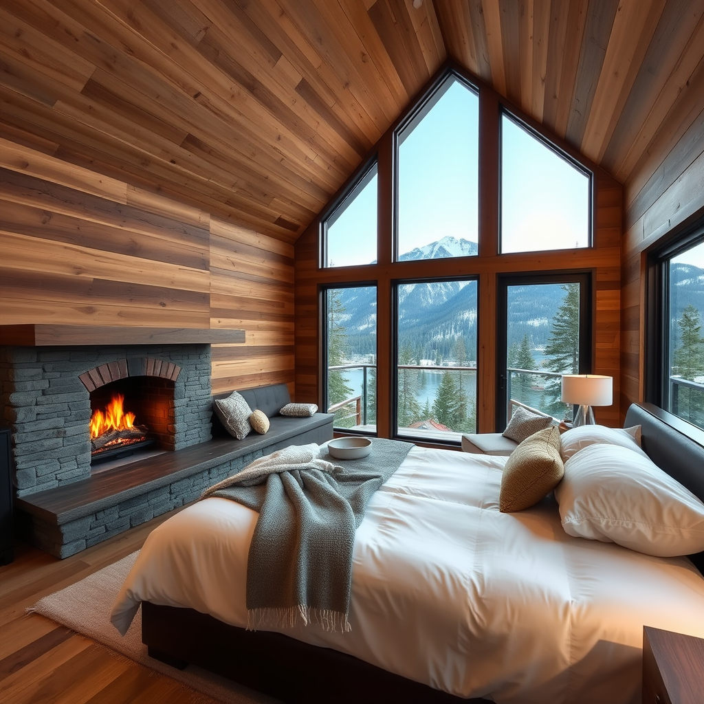 The Modern Cabin Bedroom Overlooking the Mountains