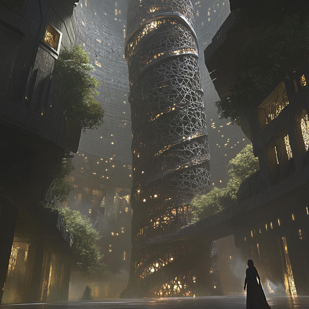 The Mysterious Tower in a Fantasy City