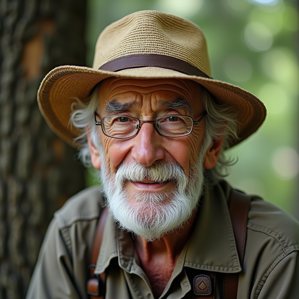 The Naturalist Grandma Observing Wildlife in Forest