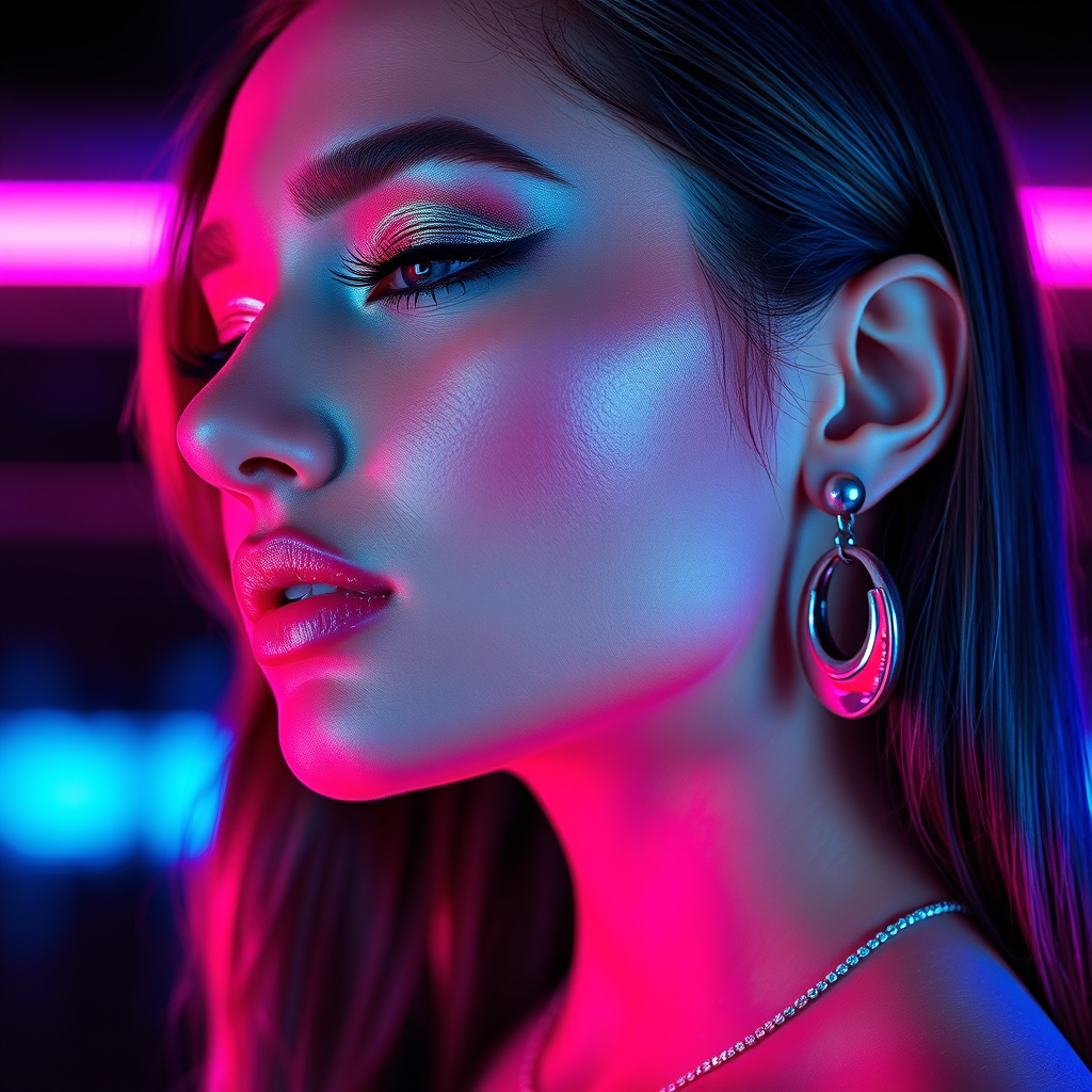 The Neon-Lit High-Fashion Beauty Portrait