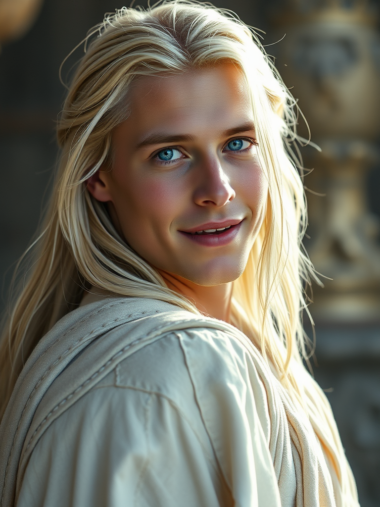 The Peaceful, Wise Man with Piercing Blue Eyes