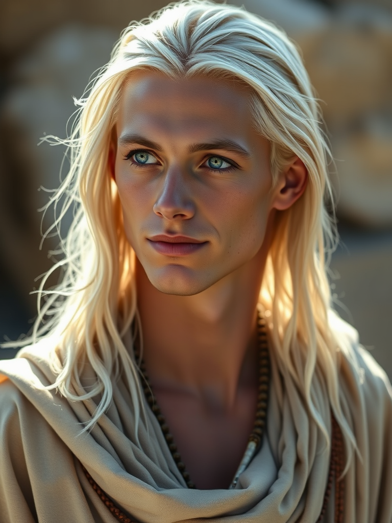 The Peaceful, Wise Young Man with Platinum Hair