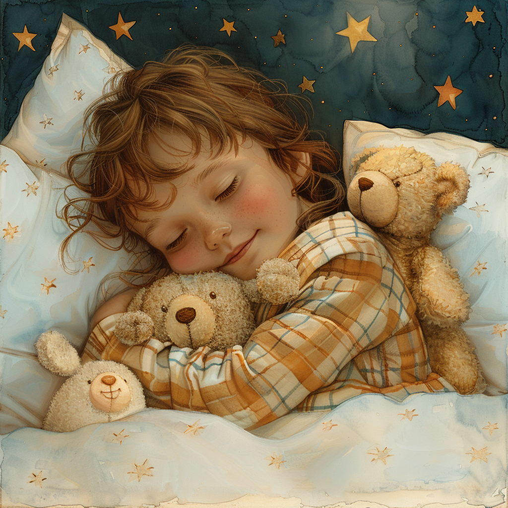 The Peaceful Child Sleeping Among Stuffed Animals