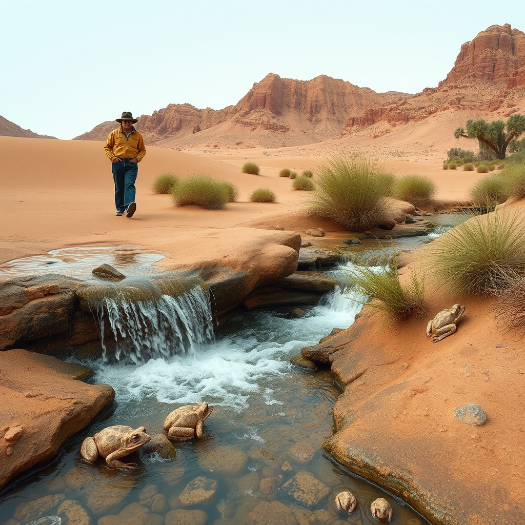 The Person in the Woolly-Frog Waterfall