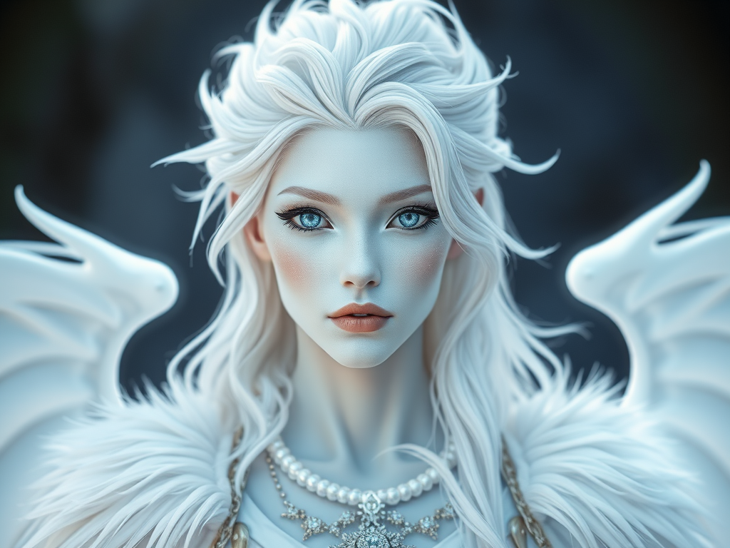 The Platinum Blond Kaelion in Ethereal White Outfit