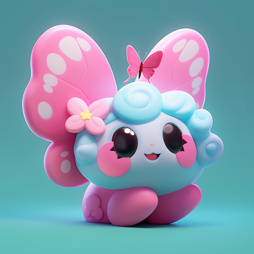 The Playful Butterfly Plushie in Simplistic CMYK Drawing