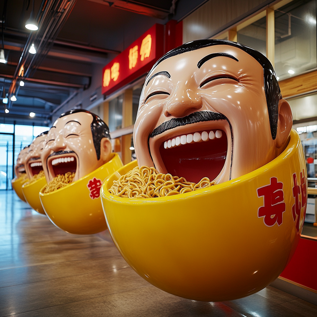 The Playful Ramen Factory with Laughing Men