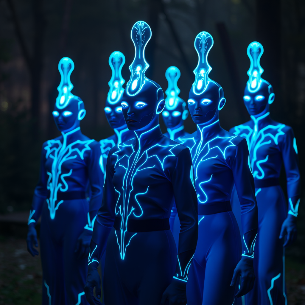 The Pleiadian Beings in Electric Blue Uniforms