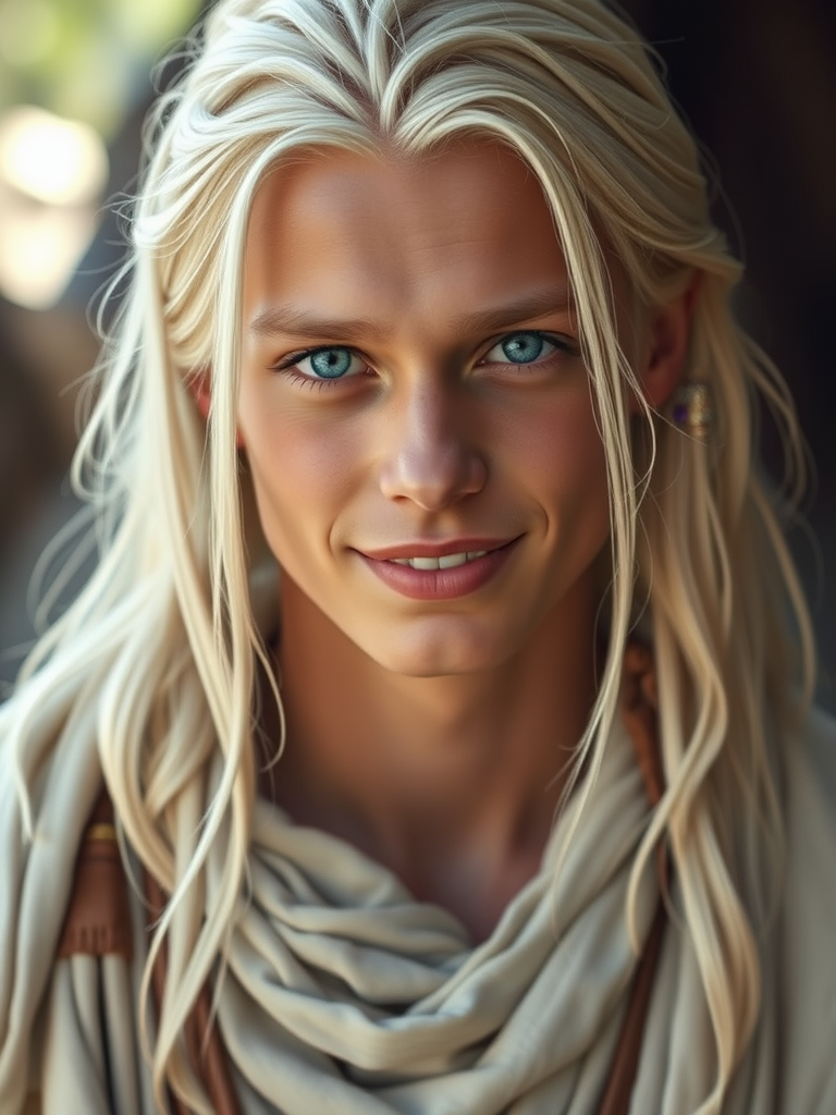 The Radiant Tribal Youth with Platinum Blonde Hair