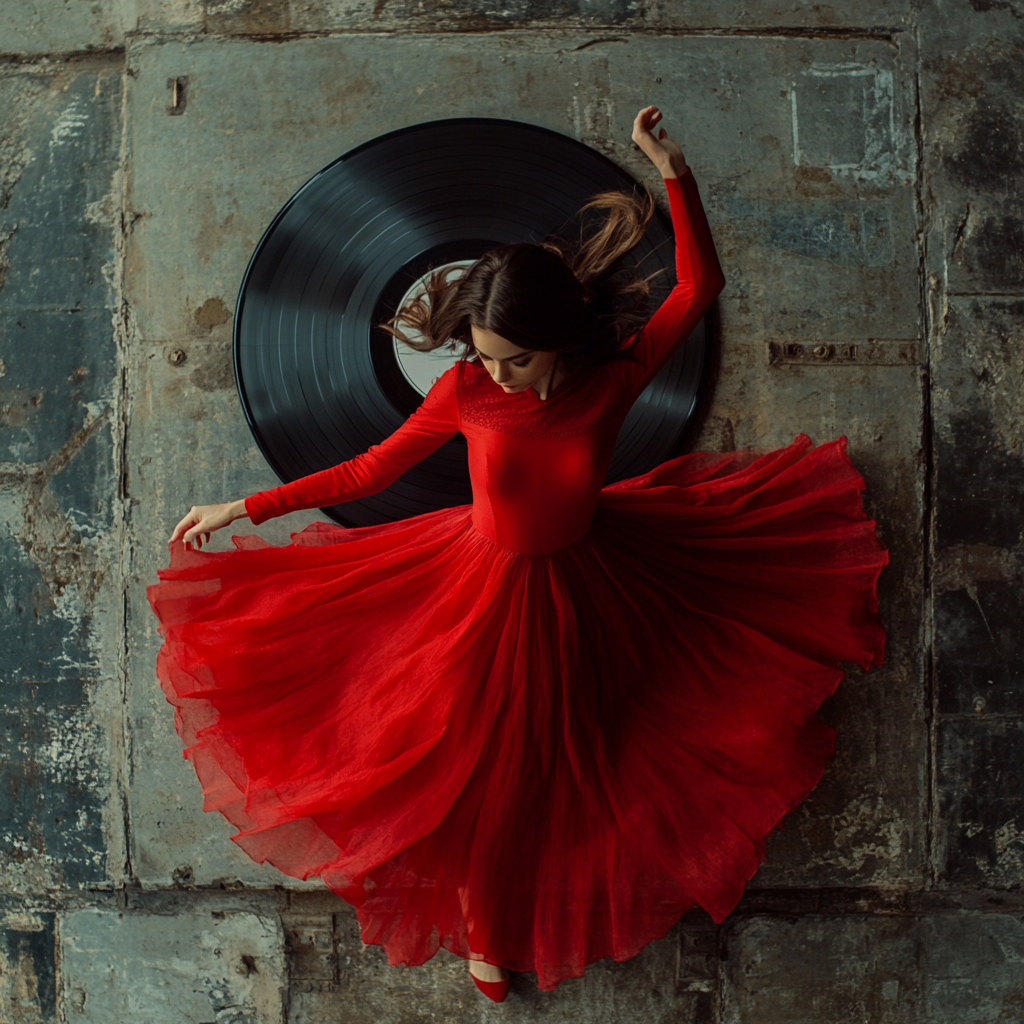 The Red Dancing Woman on Vinyl Record