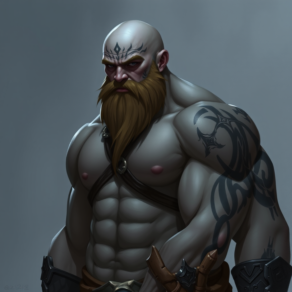 The Sad, Hairless Viking Barbarian Character