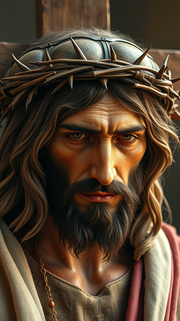 The Sad Jesus Christ with Crown of Thorns