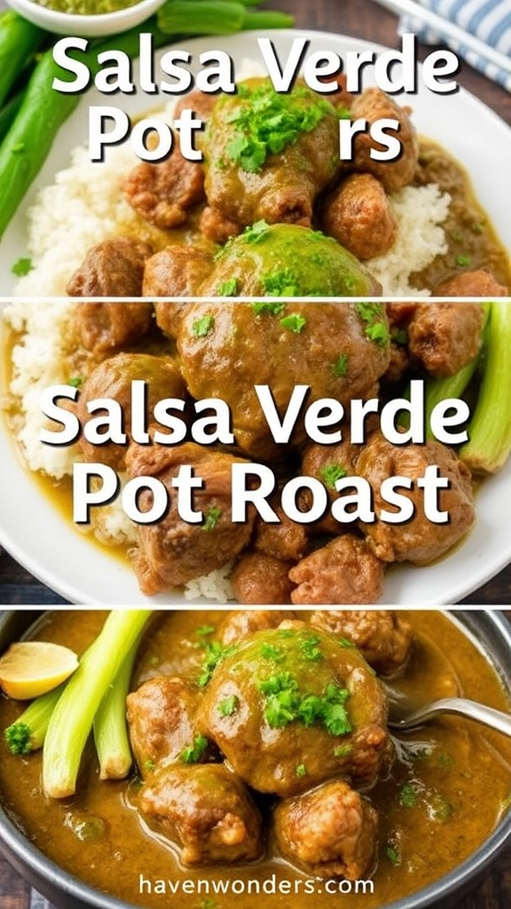 The Salsa Verde Pot Roast Collage