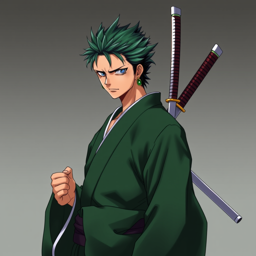 The Samurai Styled Roronoa Zoro with Three Swords