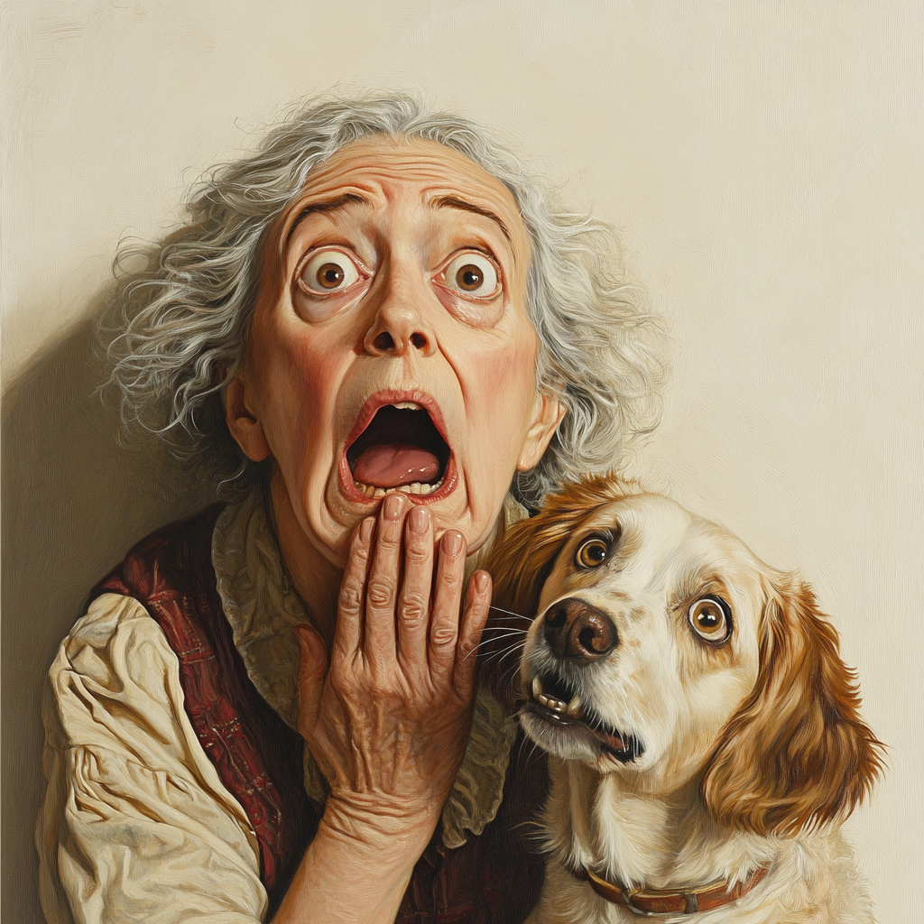 The Shocked Victorian Mother Hubbard and Dog Tableau