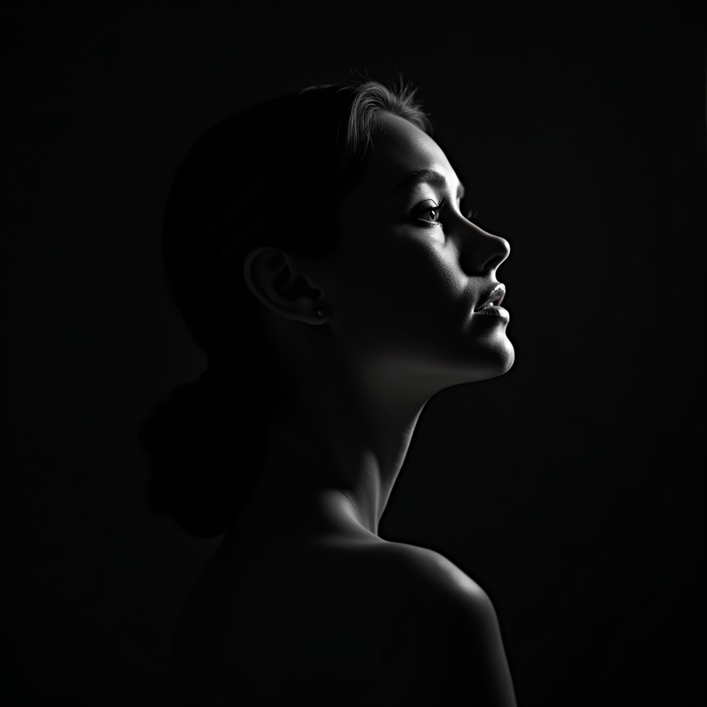 The Silhouette of a Graceful Woman in Dim Light