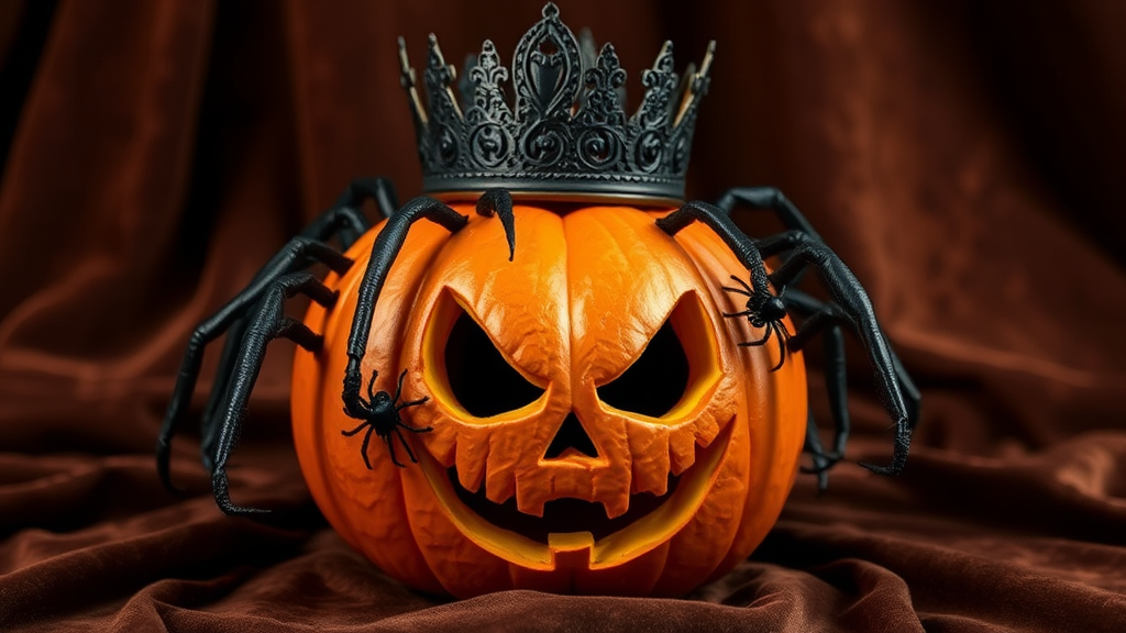 The Sinister Spider Queen Pumpkin on Velvet