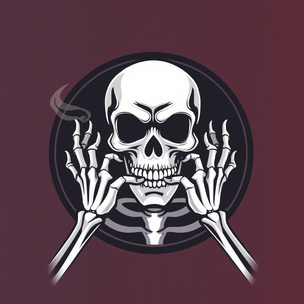 The Skeleton with Smoke Mask and Hands Logo