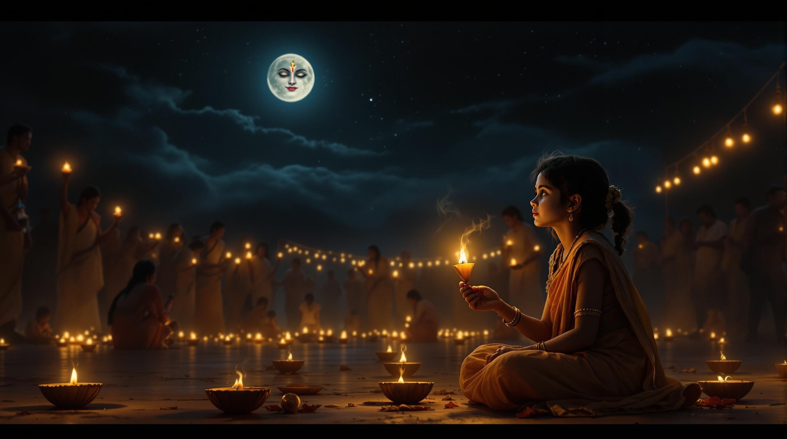 The Small Girl Illuminating Shiva's Face in the Sky