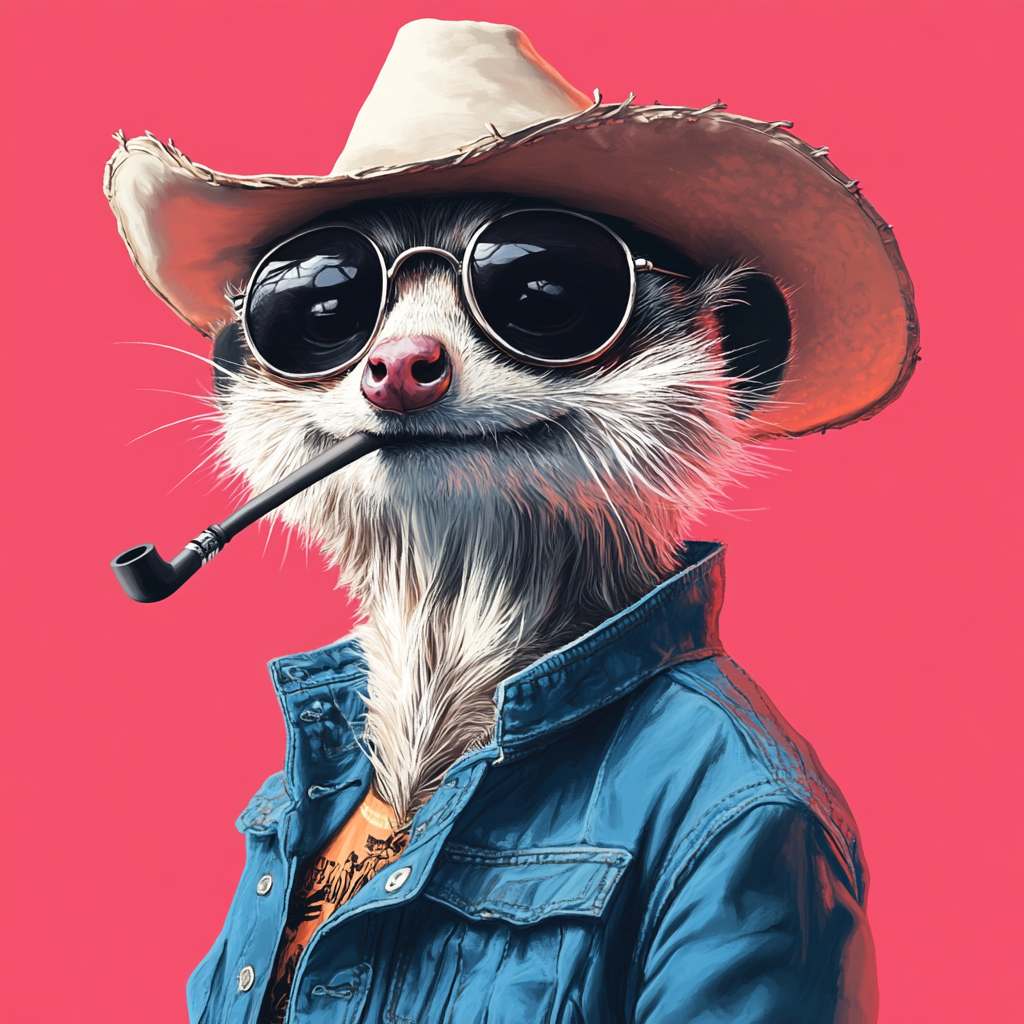 The Smiling Meerkat Cowboy in Denim Jacket