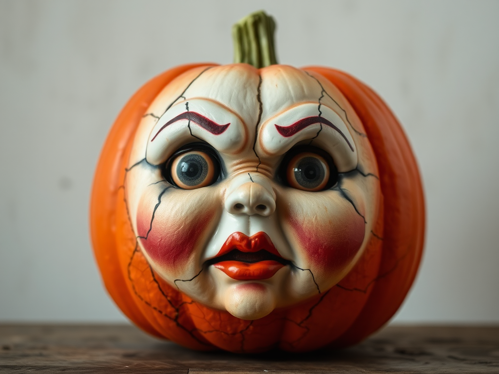 The Spooky Doll-Faced Pumpkin