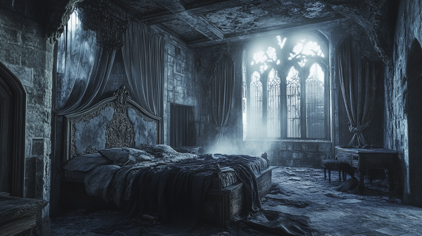 The Spooky Medieval Castle Master Bedroom at Midnight