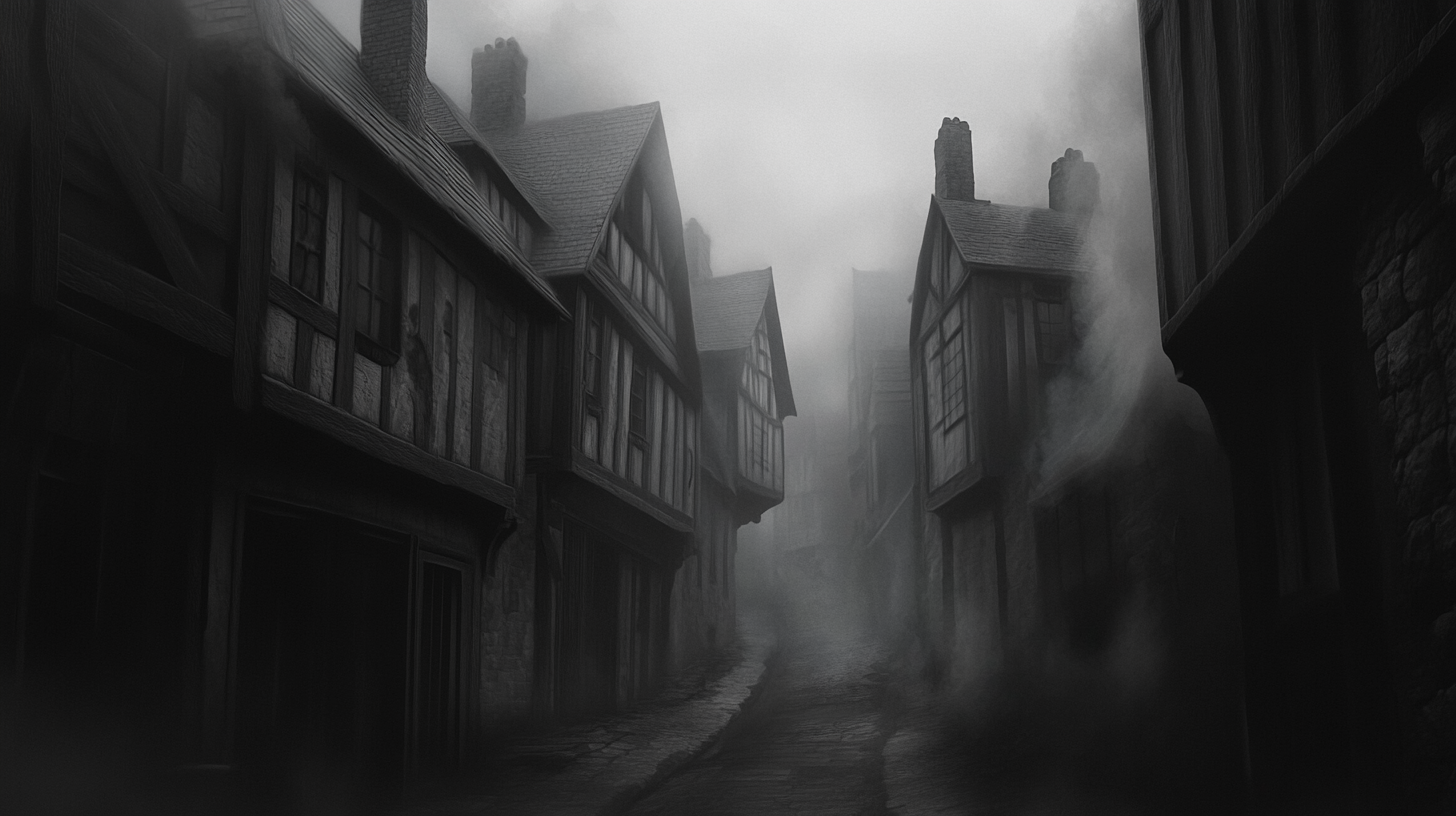 The Spooky Medieval Town under Dark Skies