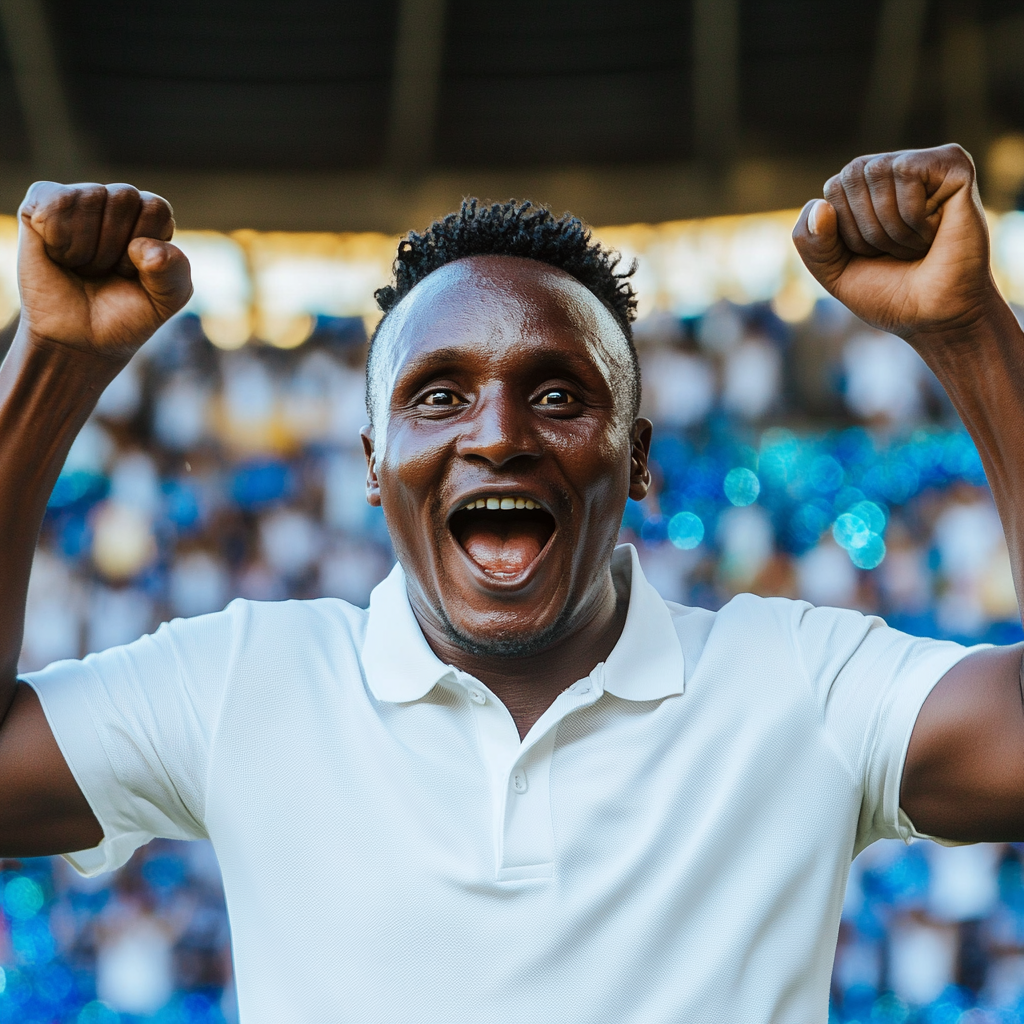 The Tanzanian Man Celebrates Victory in Stadium