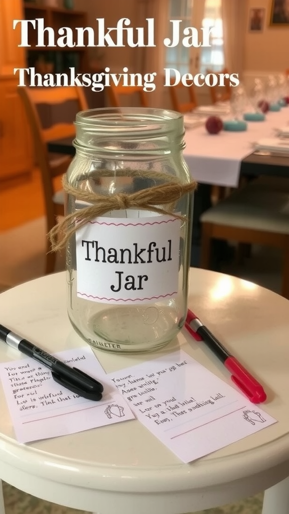 The Thankful Jar on Thanksgiving dining table