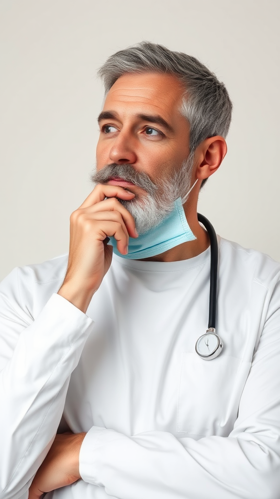 The Thinking Doctor in Medical Gown