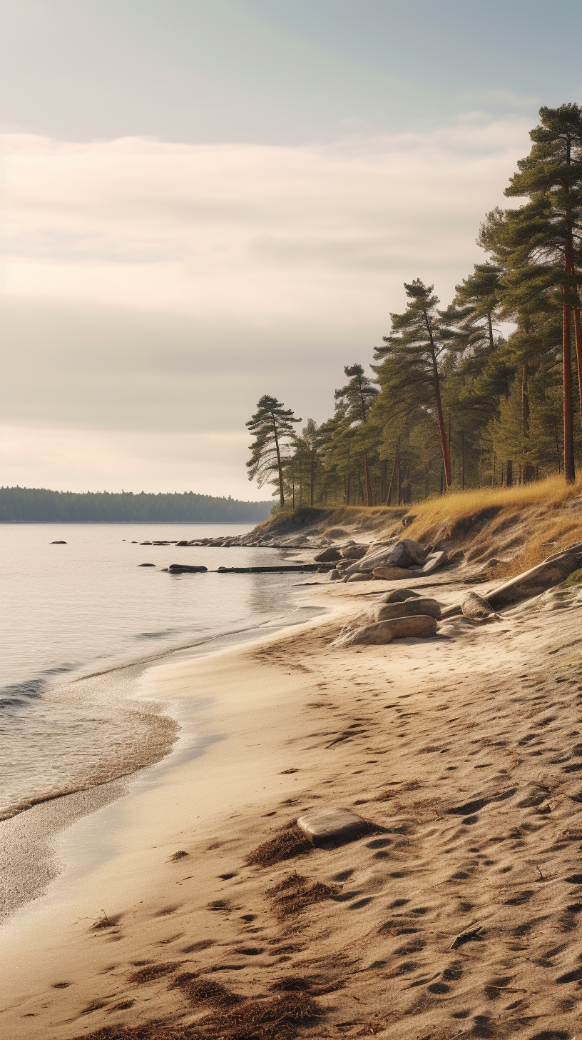 The Tranquil Baltic Coastline with Pine Forests