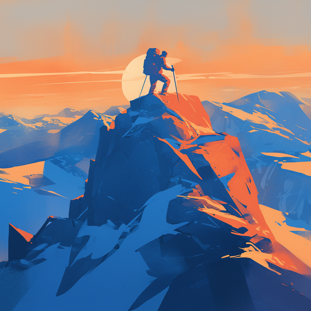 The Traveler Conquering Mountain to See Sunrise.