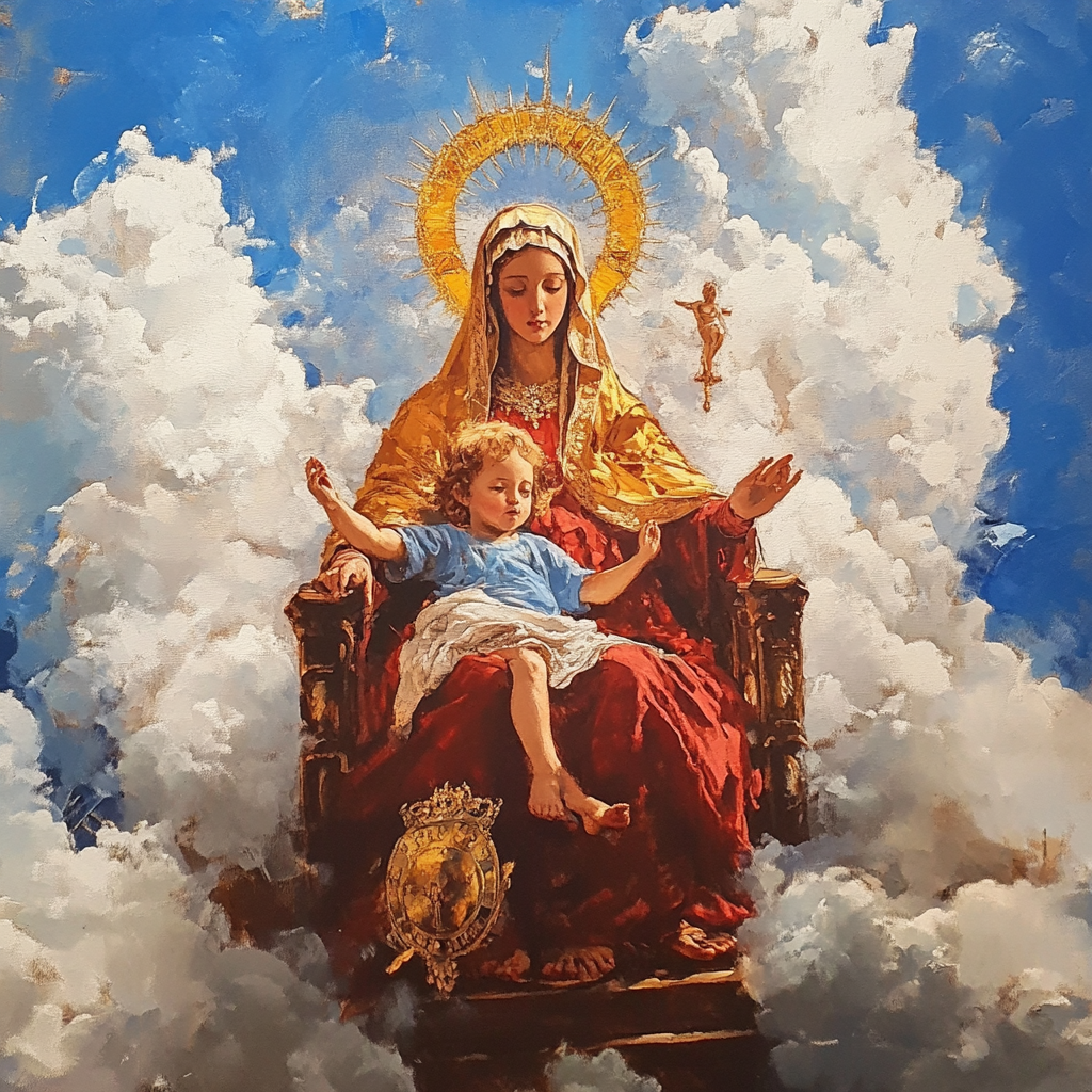 The Virgin Mary on Cloud Throne with Jesus