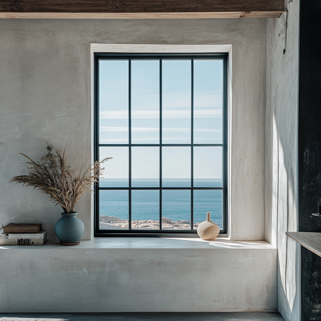 The Warehouse Loft Apartment Window Overlooks the Ocean.