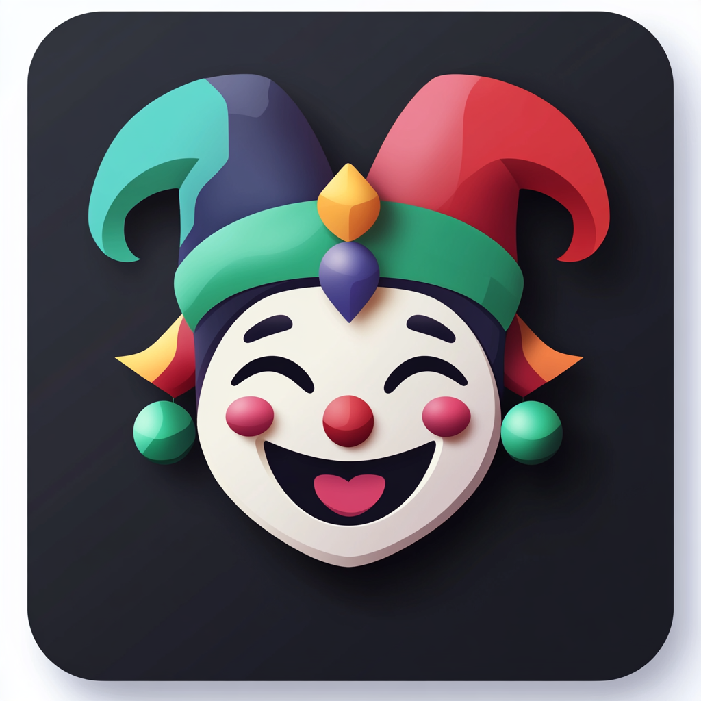 The Winking Jester App Icon: Simple and Fun