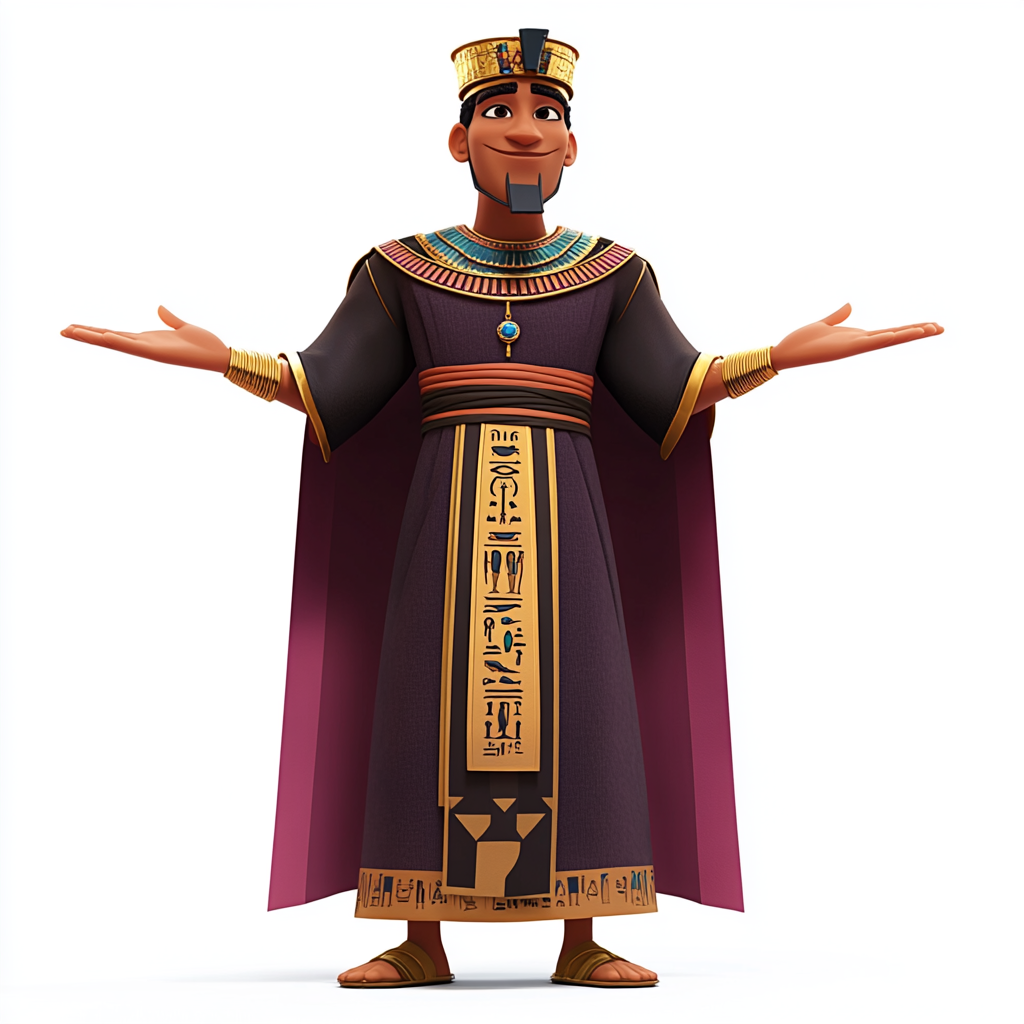 The Wise High Priest Imhotep in Cartoon Style