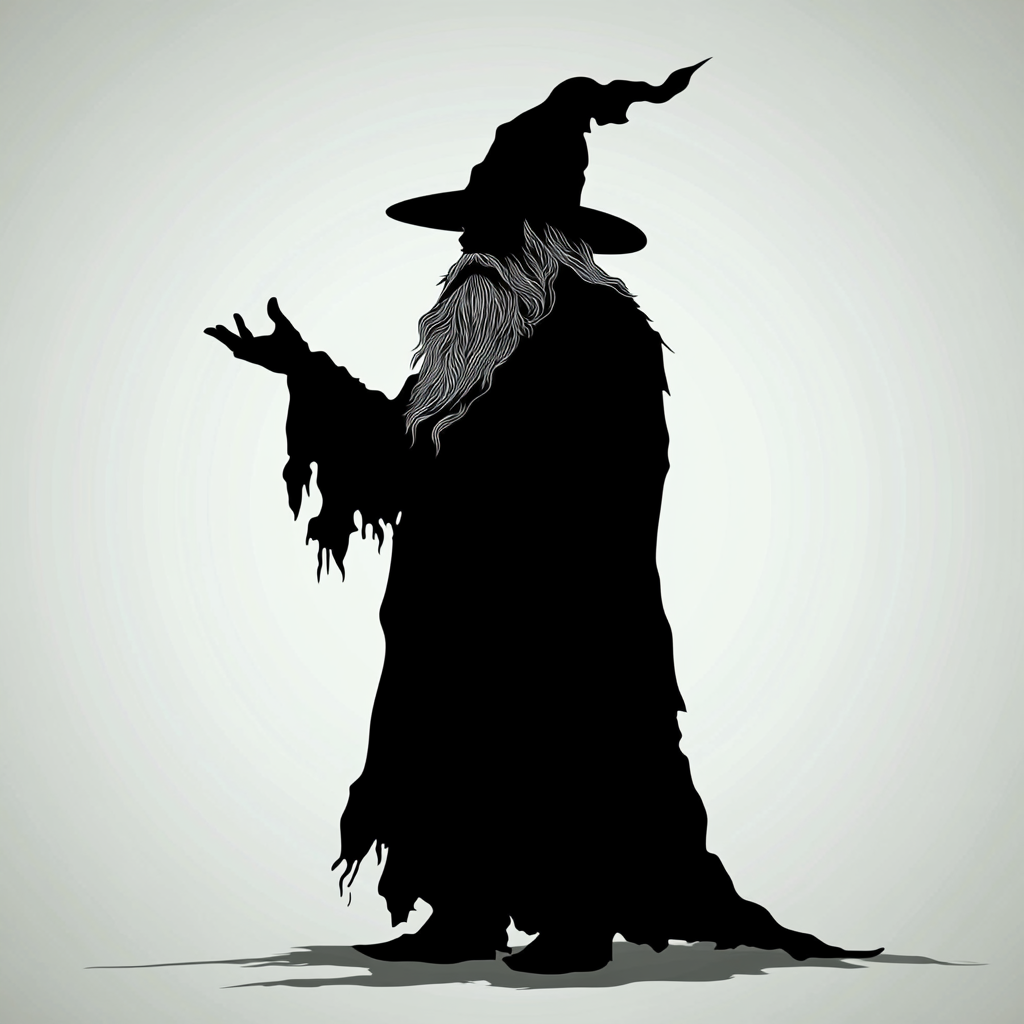 Vector silhouette of a traditional wizard