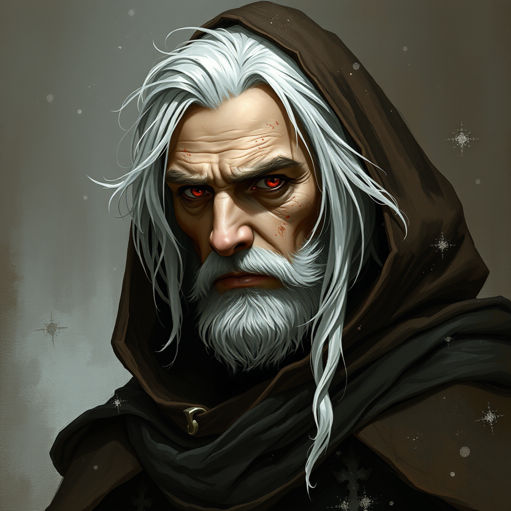 The Wizard with Scarlet Eyes and Snowy Hair