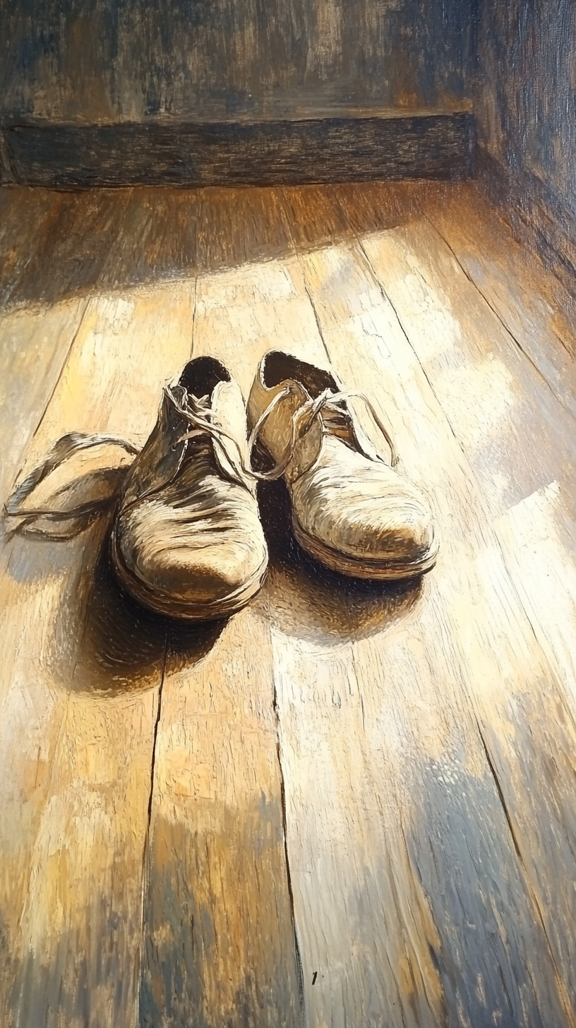 The Worn-out Shoes in the Sunlit Room