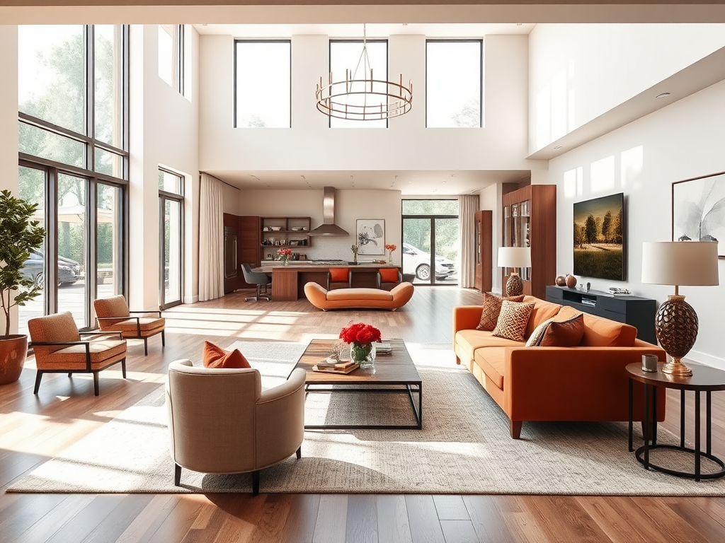 The modern living room with elegant furniture