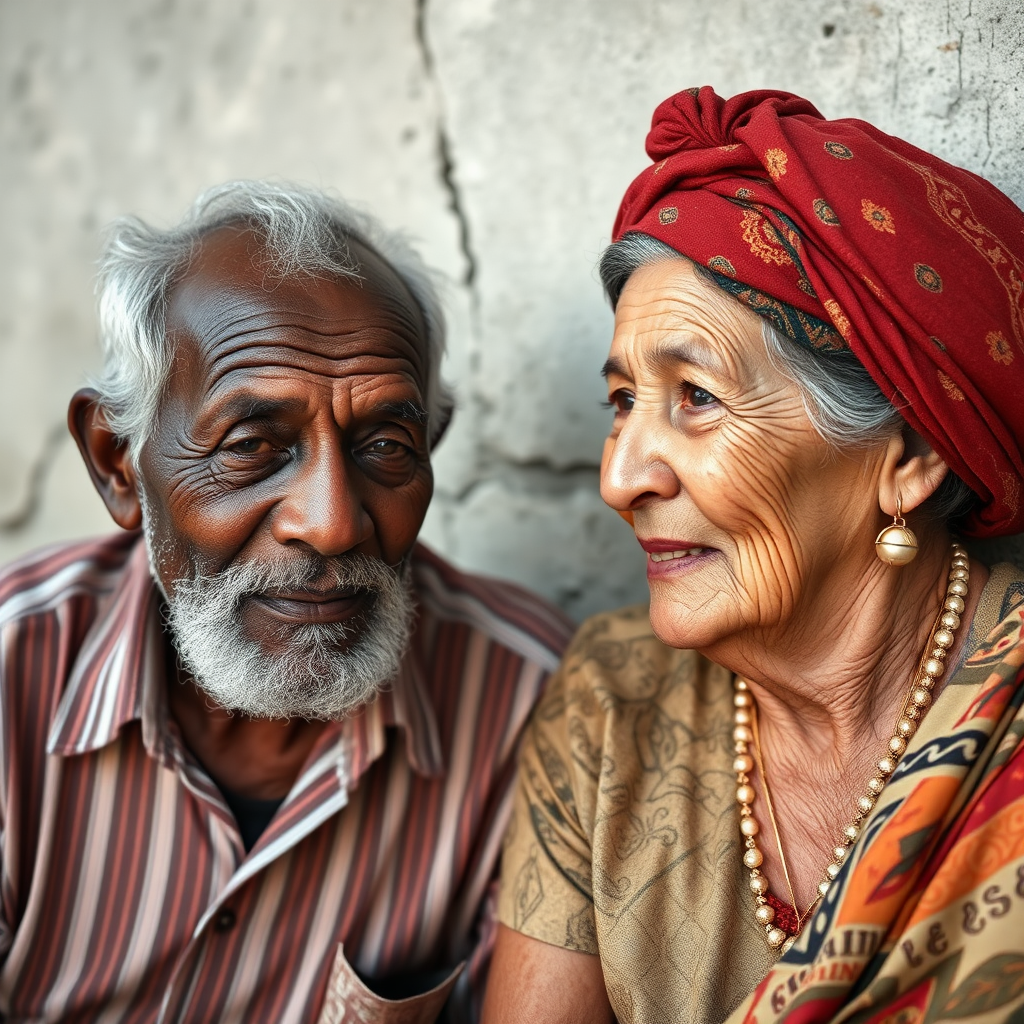 The old black man with the white woman.