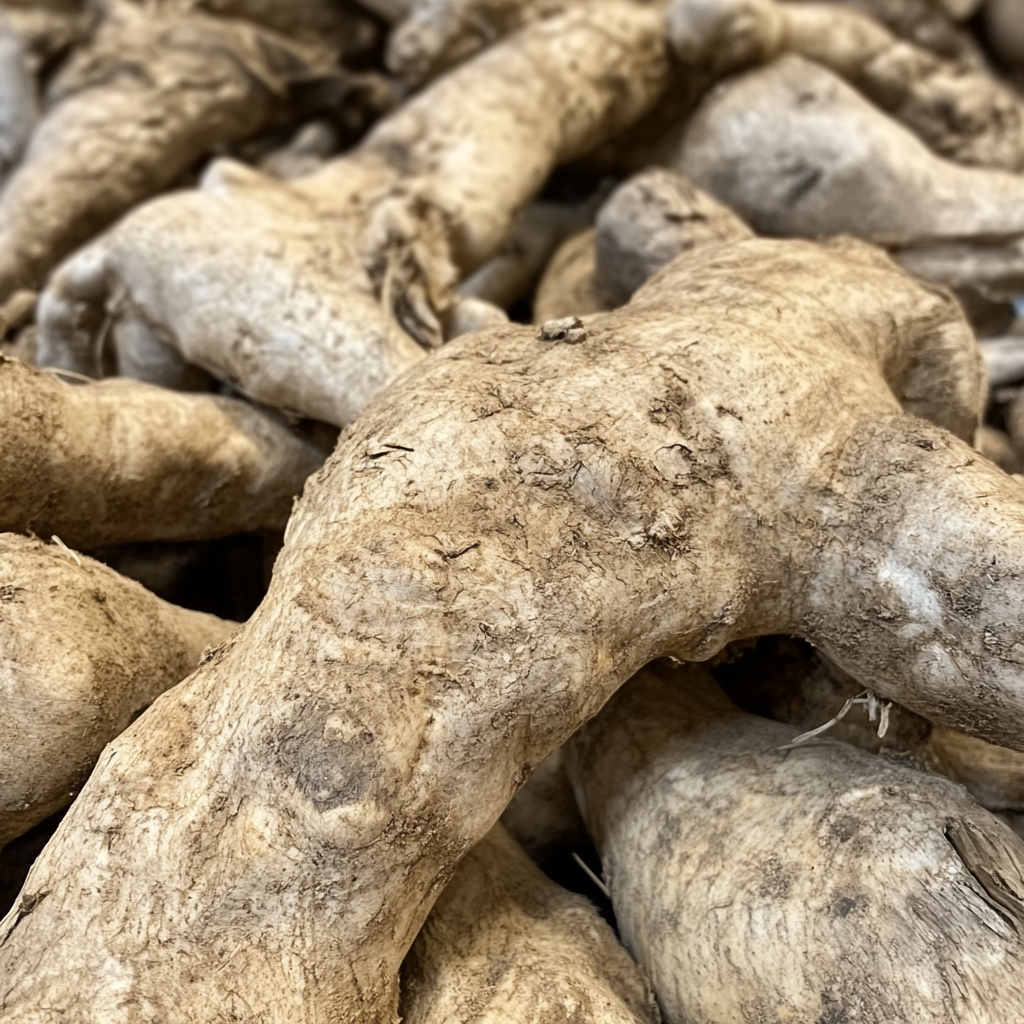 The pile of rough yam roots.