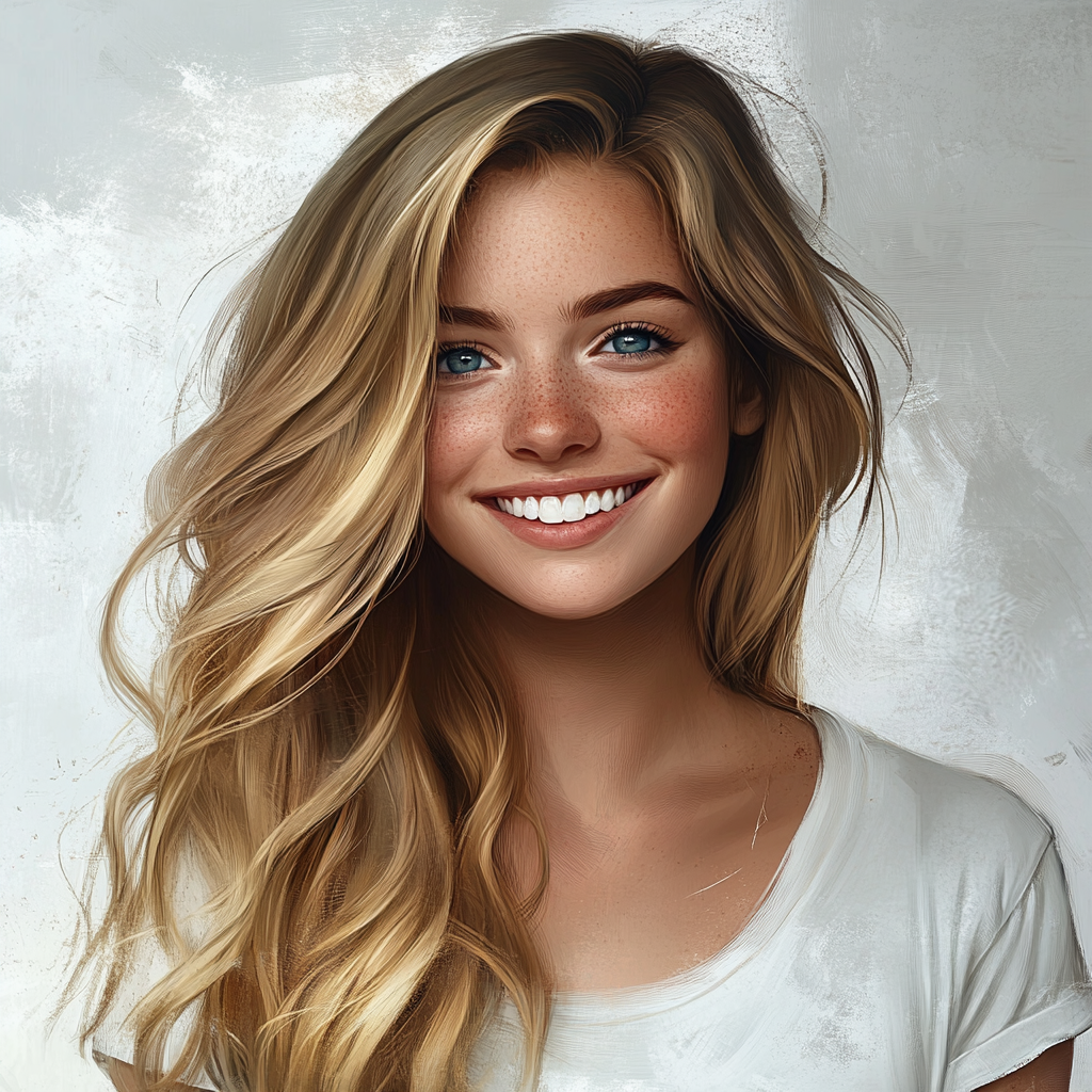 The young woman with blonde hair and blue eyes