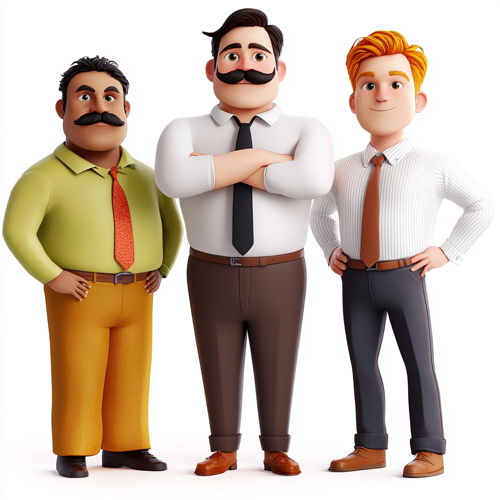 Three Men 3D Cartoon Style