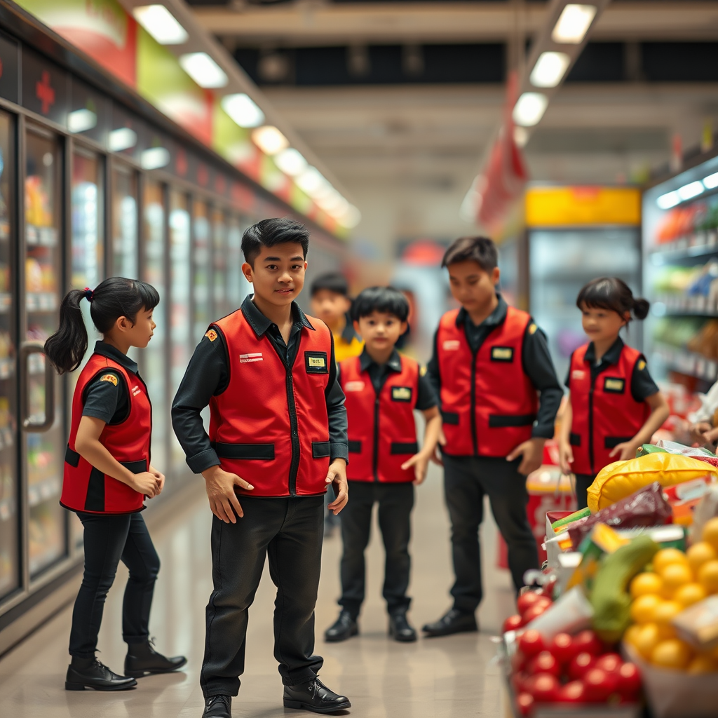 Tiny Supermarket Employees in Hyper-Realistic Scene